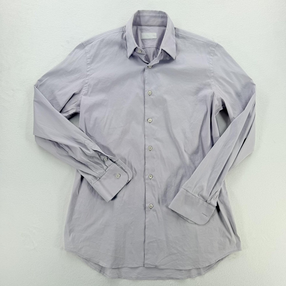 Prada Shirt Mens 39 15.5 Purple Solid Slim Fit Button Up Long Sleeve Dress